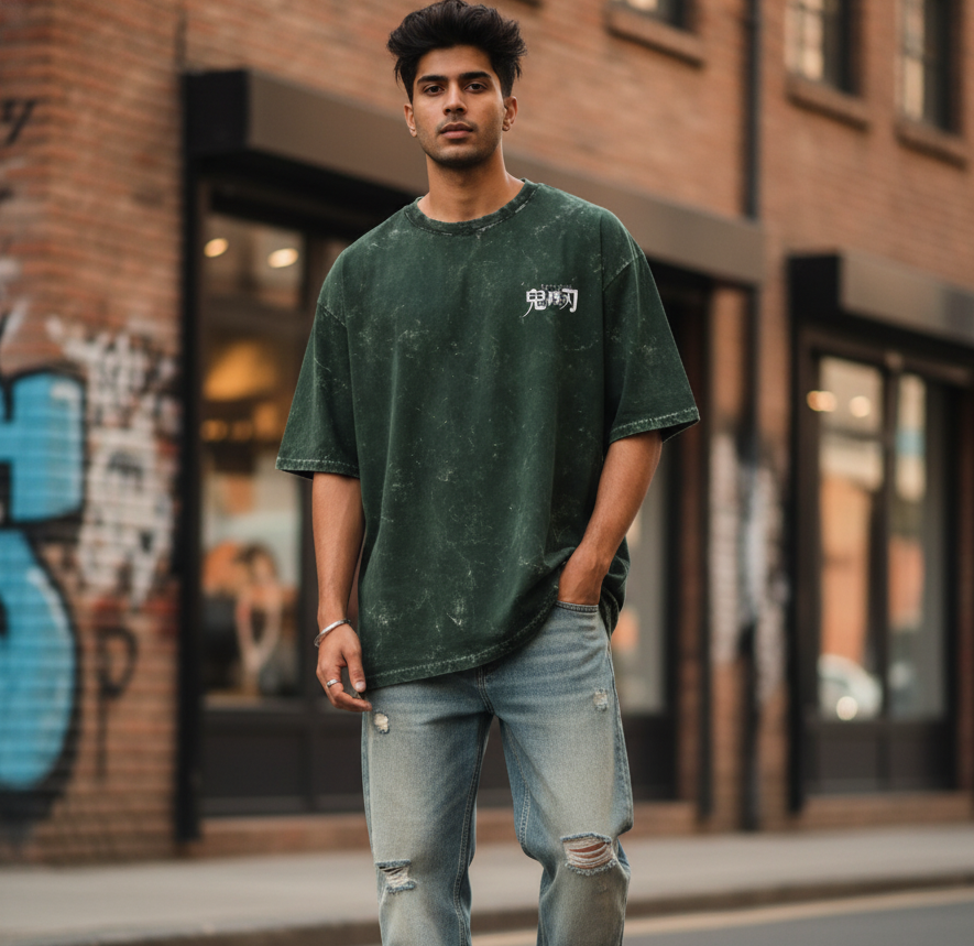 Demon slayer Acid Washed Oversized Tee