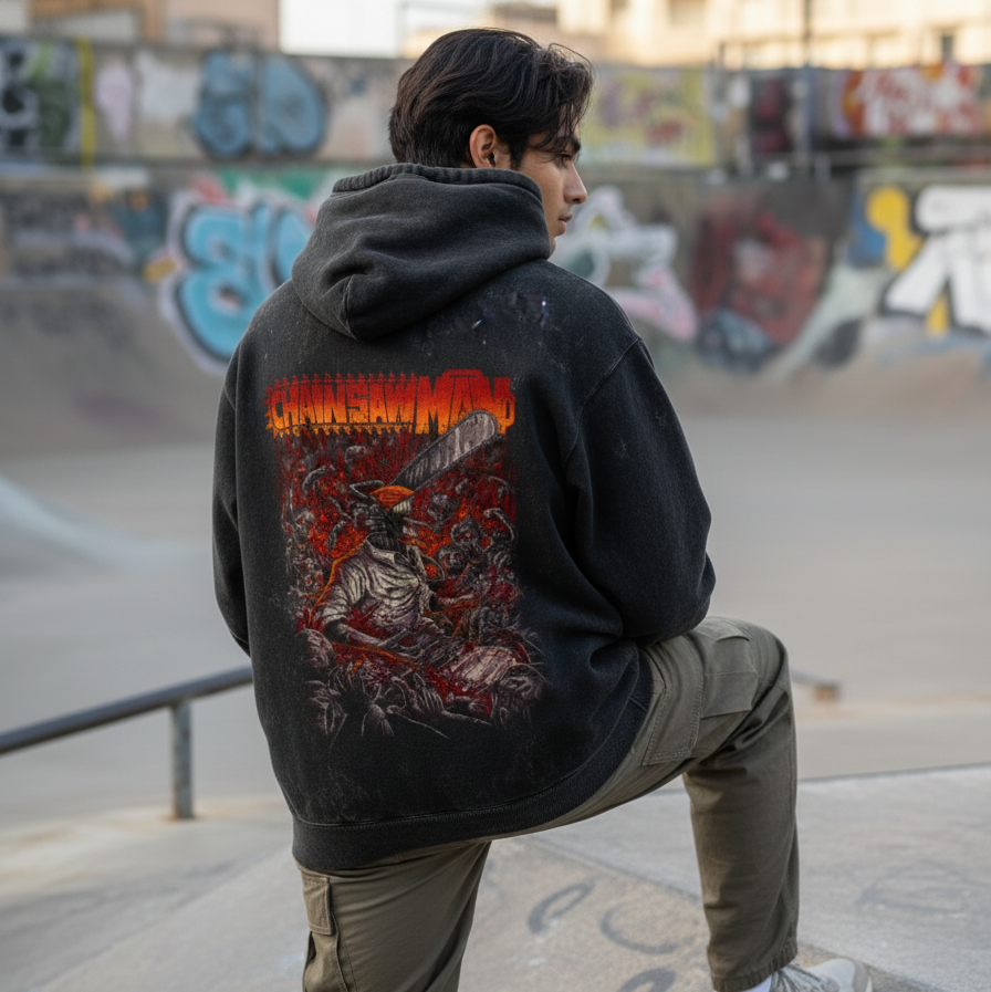 Chainsaw man Unisex Acid Washed Hoodie