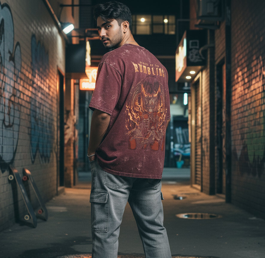 Rumbling Acid Washed Oversized Tee