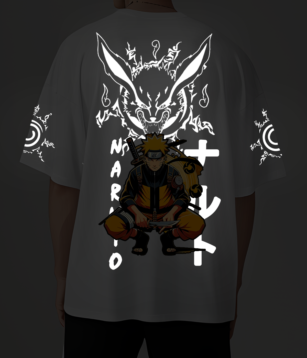 9 tails Reflective oversize drop shoulder t shirt